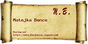 Matejka Bence névjegykártya